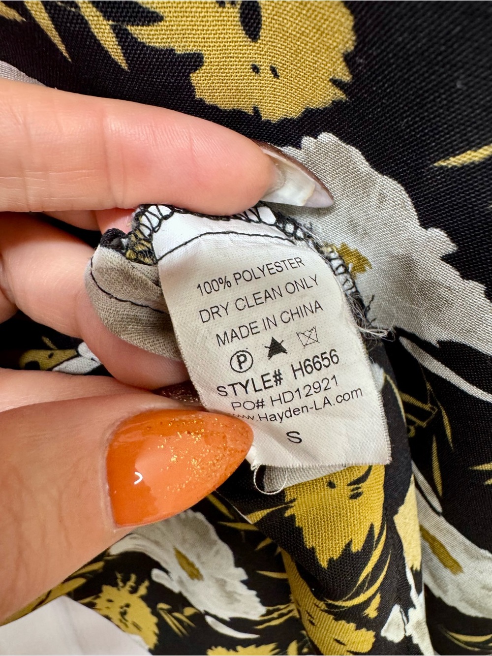 Hayden Los Angeles Floral Smocked High Neck Blouse Black Mustard Small - Picture 8 of 10